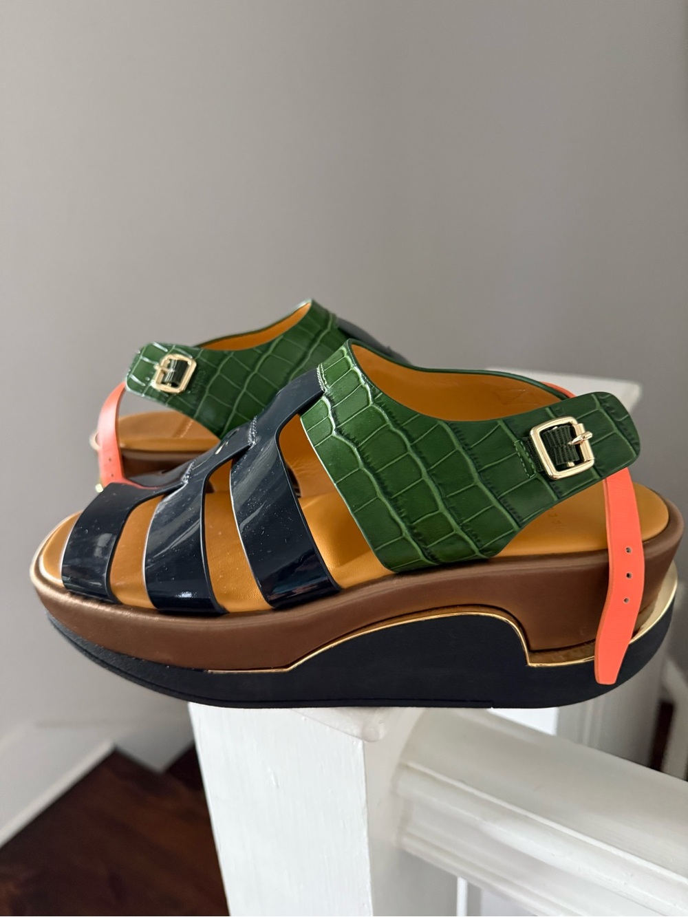 New 4ccccees ColorblockPlatform Sandals - Picture 2 of 8